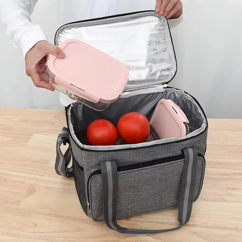 Ship from US Large Insulated Lunch Bag Black Waterproof Leakproof Thickened HandheldShoulder Carry Outdoor Picnic 250227FBB