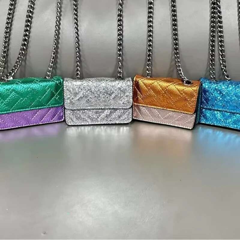 K G Eagle Head Mini Thread Color Block Glossy Surface Card Holder One-Shoulder Crossbody Chain Bag For Women