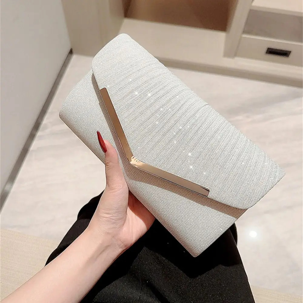 Gold and silver evening bag womens elegant fashionable banquet clutch chain shoulder y wallet wedding party 250226