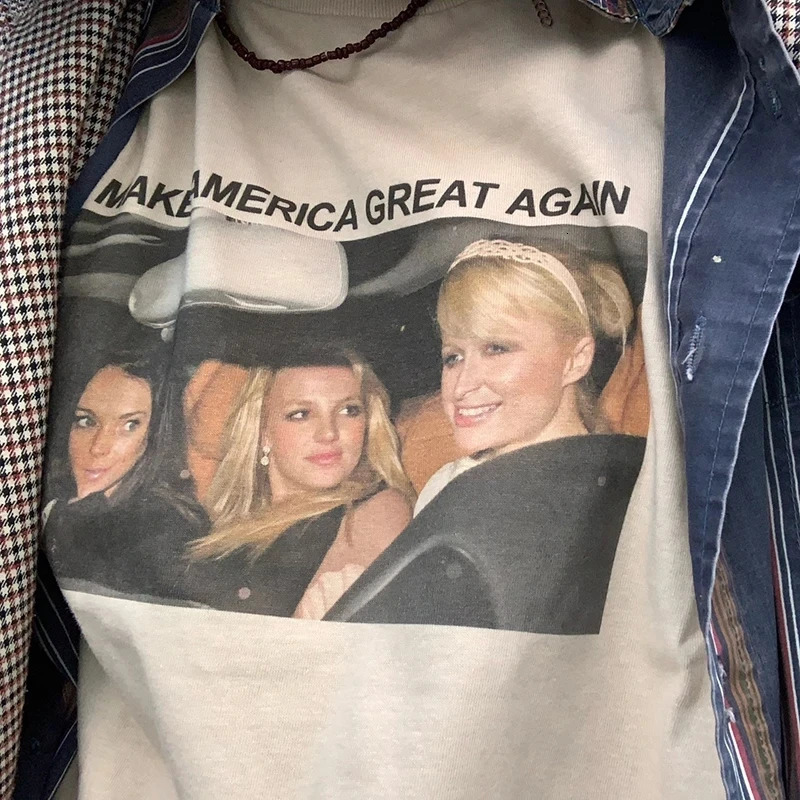 Style T Shirt Britney Make America Great Again Tees Fashion T Shirt Summer Casual Tops Unsiex Funny Trip T-shirts Streetwear 250227