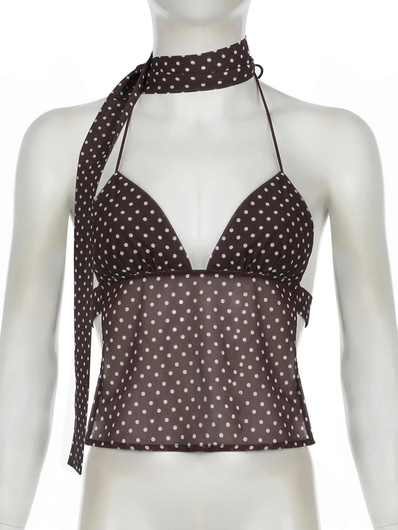 Rockmore Summer Camisole Slim Vest Sexy Women Sleeveless VNeck Ribbon Tank Top Female Solid Polka Dots Tops Y2k Coquette 250227