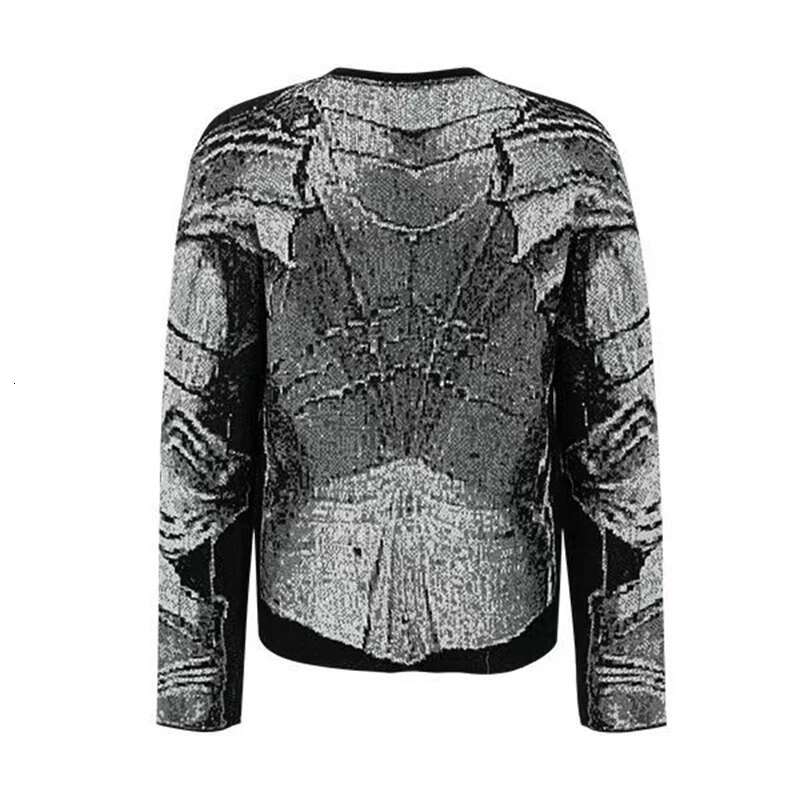 PFNW Jacquard Men's Armor Knitted Sweaters Niche Design Knight Headwear Male Pullovers Y2k Hip Hop 2023 Autumn Chic New 28B1001