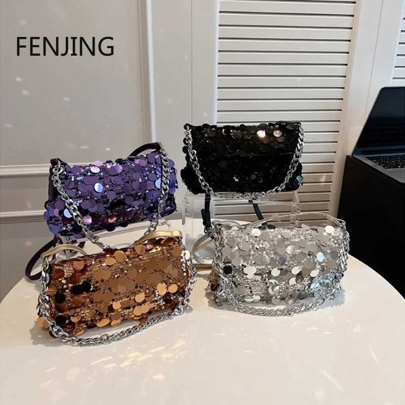 New Arrival Sequined Shiny Handbags Women New Fashion Shoulder Crossbody Bags Luxury Party Evening Bags Purple Over Envelope Bags T250227