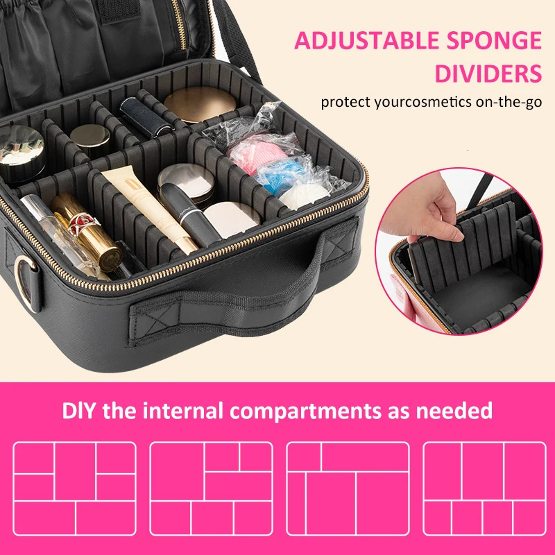 Ship from US Missmeeca Smart LED Cosmetic Case With Mirror Travel Makeup Bag Large Capacity Beautician Skincare Product For Women 250227FBB