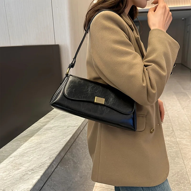 Ship from US Minimalist Shoulder Bag Trendy Simple Handbag Flap Purse For Women 250227FBB