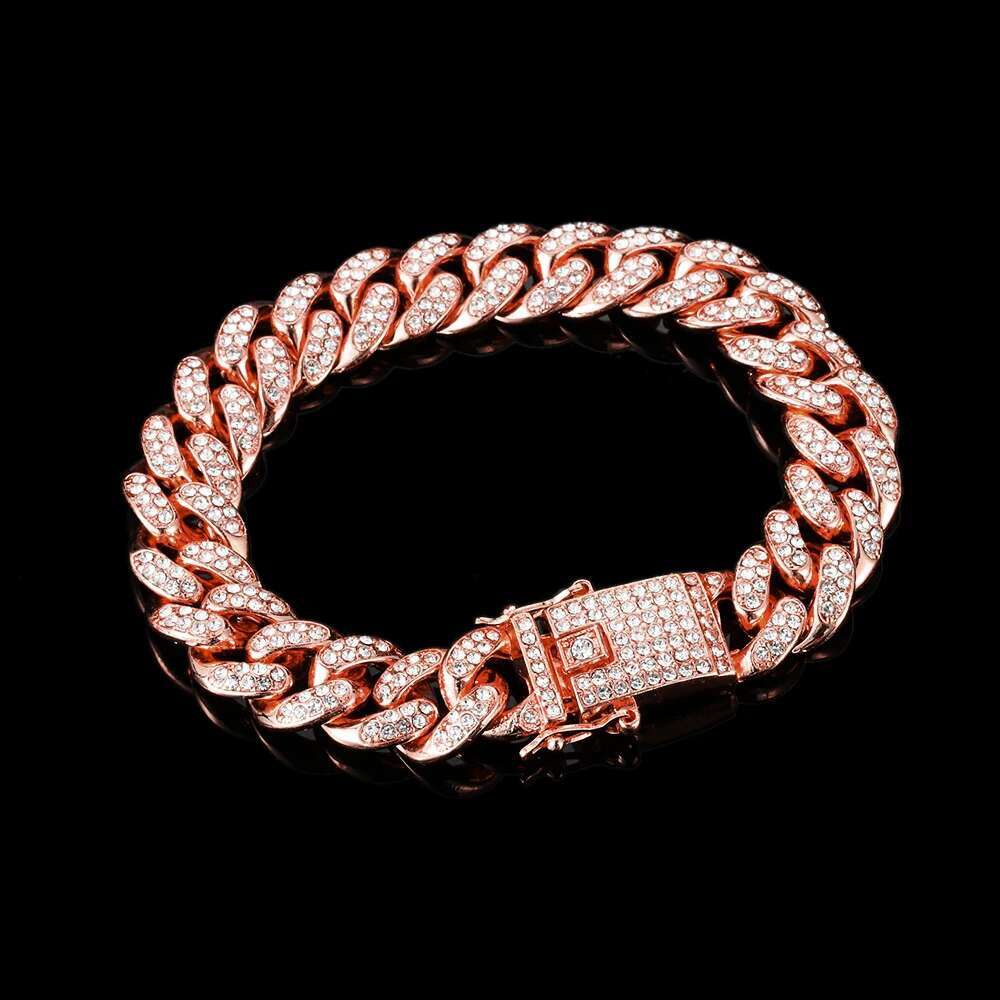 10mmFashion Rhie bracelet necklace female male Hiphop Cuba K bracelet necklace simple design gold Si Er color jewelry gift.