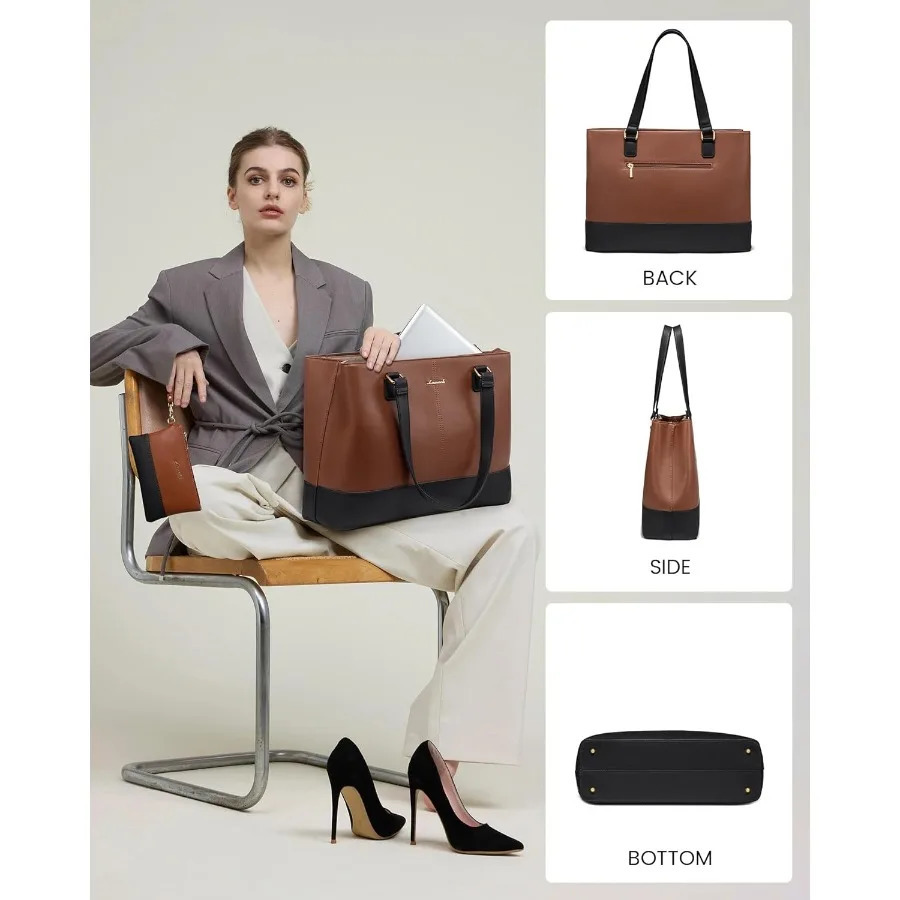 Ship from US LOVEVOOK Laptop Tote Bag for Women 156 Inch Work Leather Purse with Clutch Large Computer Briefcase Office 250227FBB