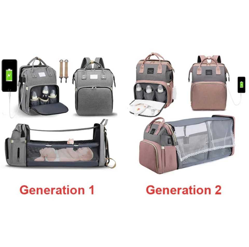 Diaper Bags Folding Mommy Bag Lightweight Portable Folding Crib Bed Large-capacity Baby Backpack Female Mommy Mummy Bag Outting Bag Y25022733O6