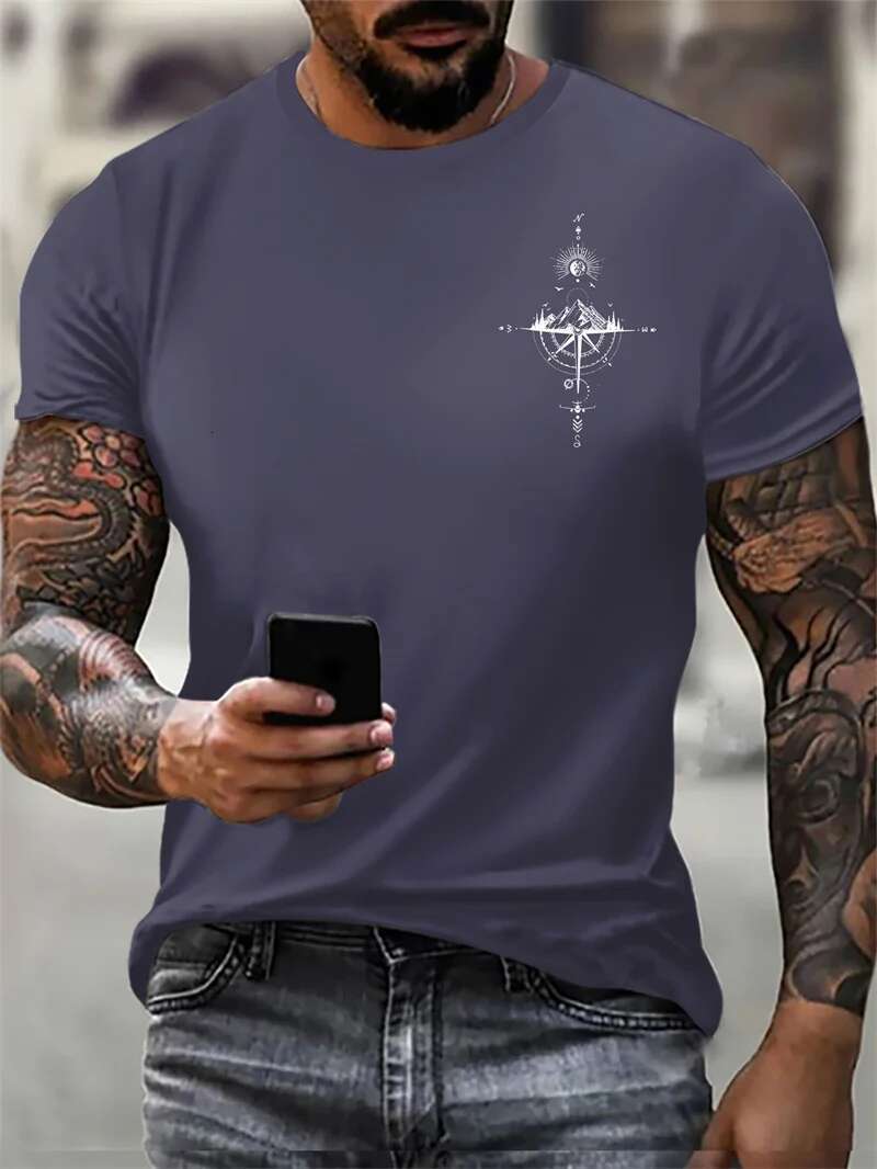 Men's Fashion Retro T-shirt Summer New Designer Short Sleeved 3D Printed Outdoor Sports Casual Comfortable Breathable Top Plus Size Round Neck St