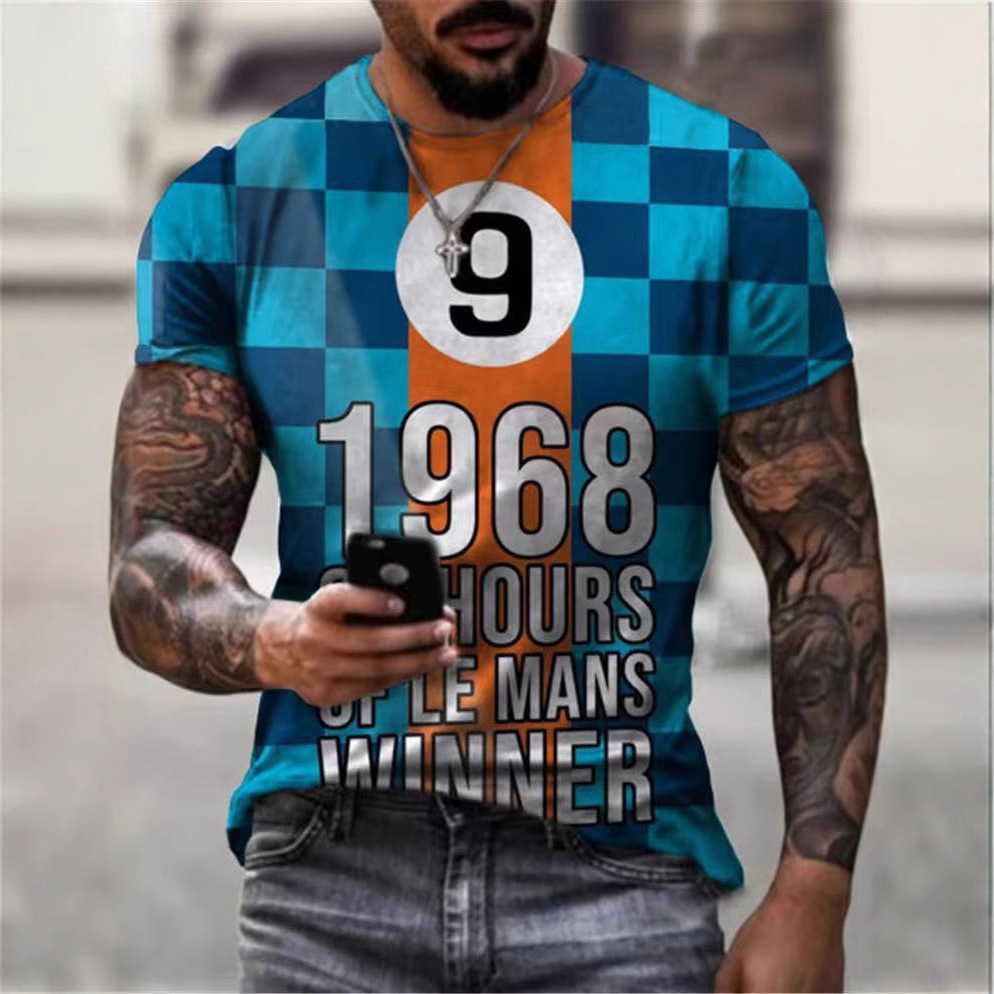 Designer's Casual Trend 2025 New Summer Casual T-shirt Digital Printing Fashionable Round Neck Men's Short Sleeved Shirt
