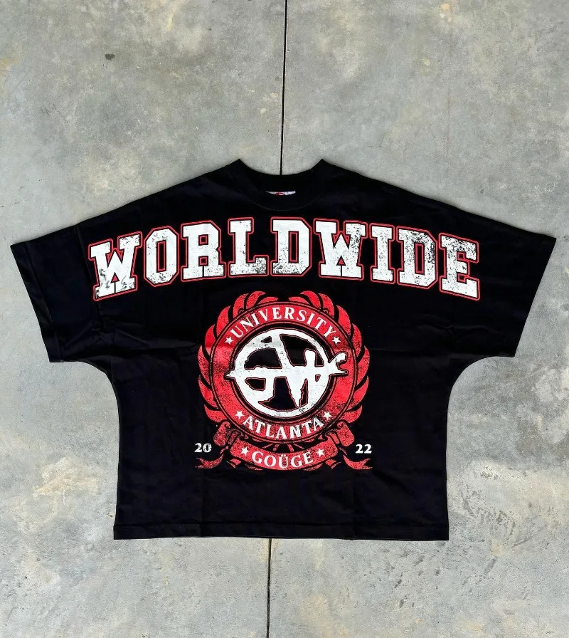 Y2K Streetwear Letter Print Oversized TShirt Mens Fashion Harajuku Goth Loose Versatile Short Sleeve Top Couple Style 250226