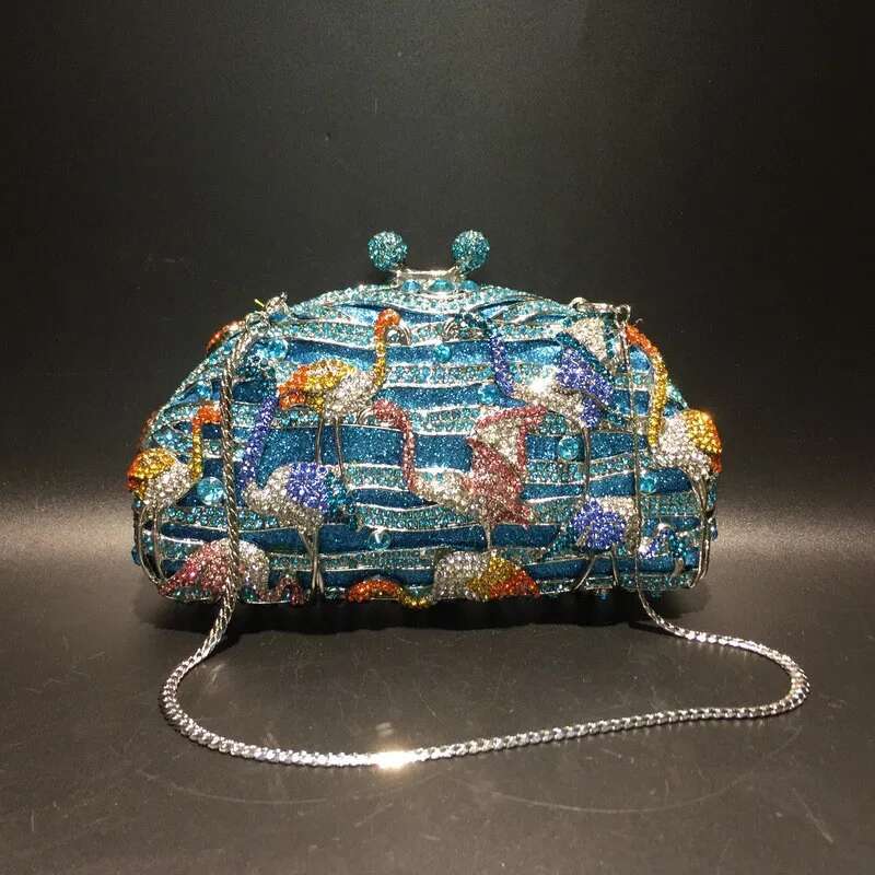 Women Crystal Stones Evening bags Blue Party Handbag Wedding clutch Bag Purse Dia Clutches Bags Bridal Handbags