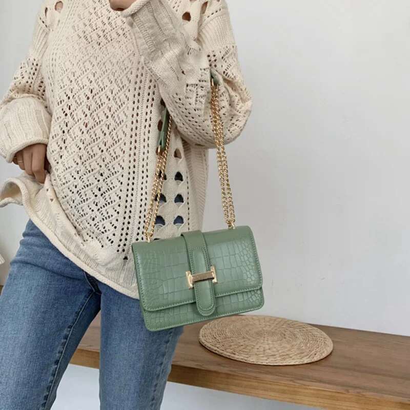 New Fashion Stone Leather Chain Women Crossbody Bags new style3 Vintage Ladies Shoulder Messenger Bag Female Purses