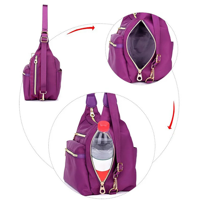 Ship from US 3in1 Bag with Double Zippers Waterproof Fashion Handbag and Shoulder Gift for Women Nylon Oxford Messenger Bags 250227FBB