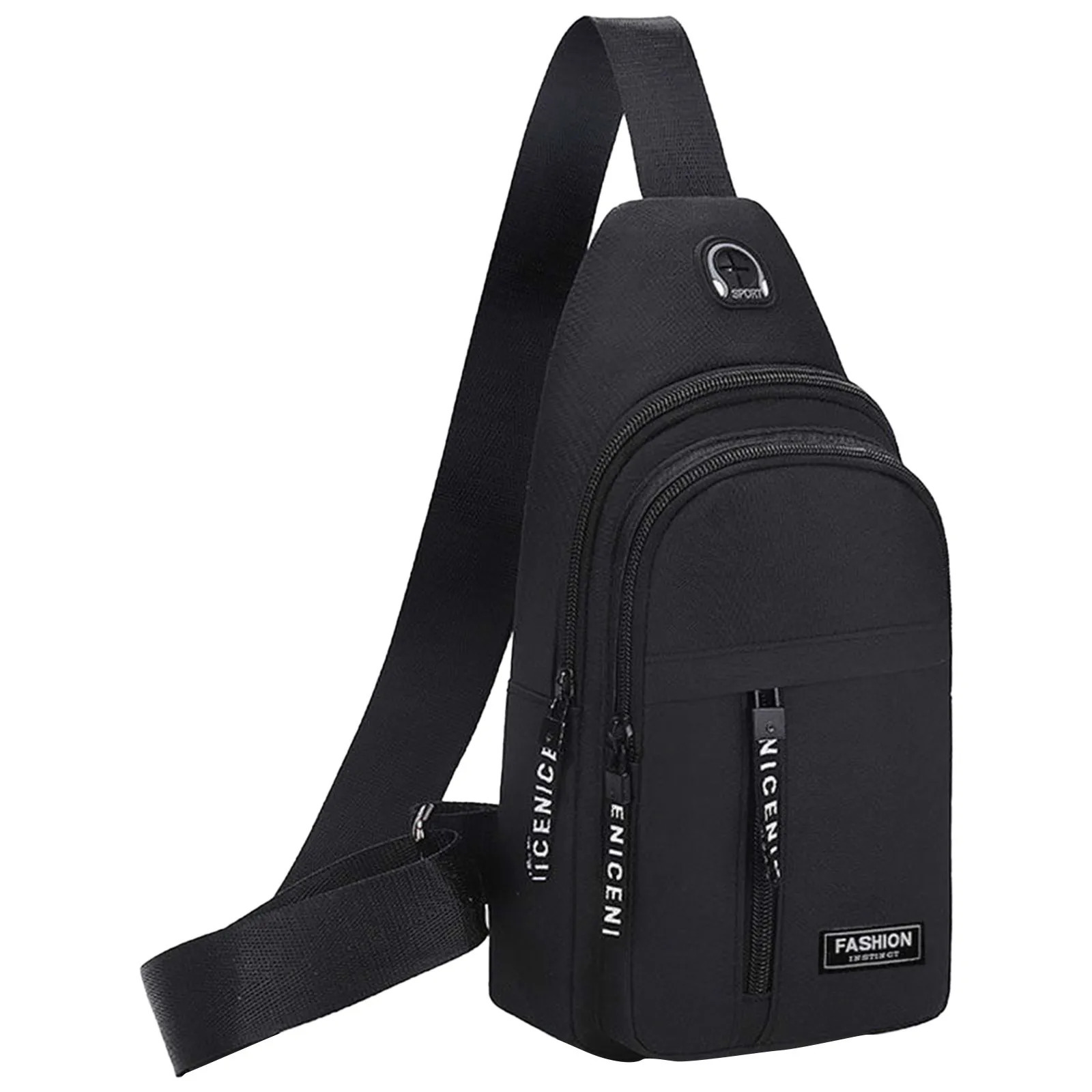 Multipurpose Strap Bag Lightweight Crossbody Backpack for Men Shoulder Sports and Outdoor with Headphone Hole 250326