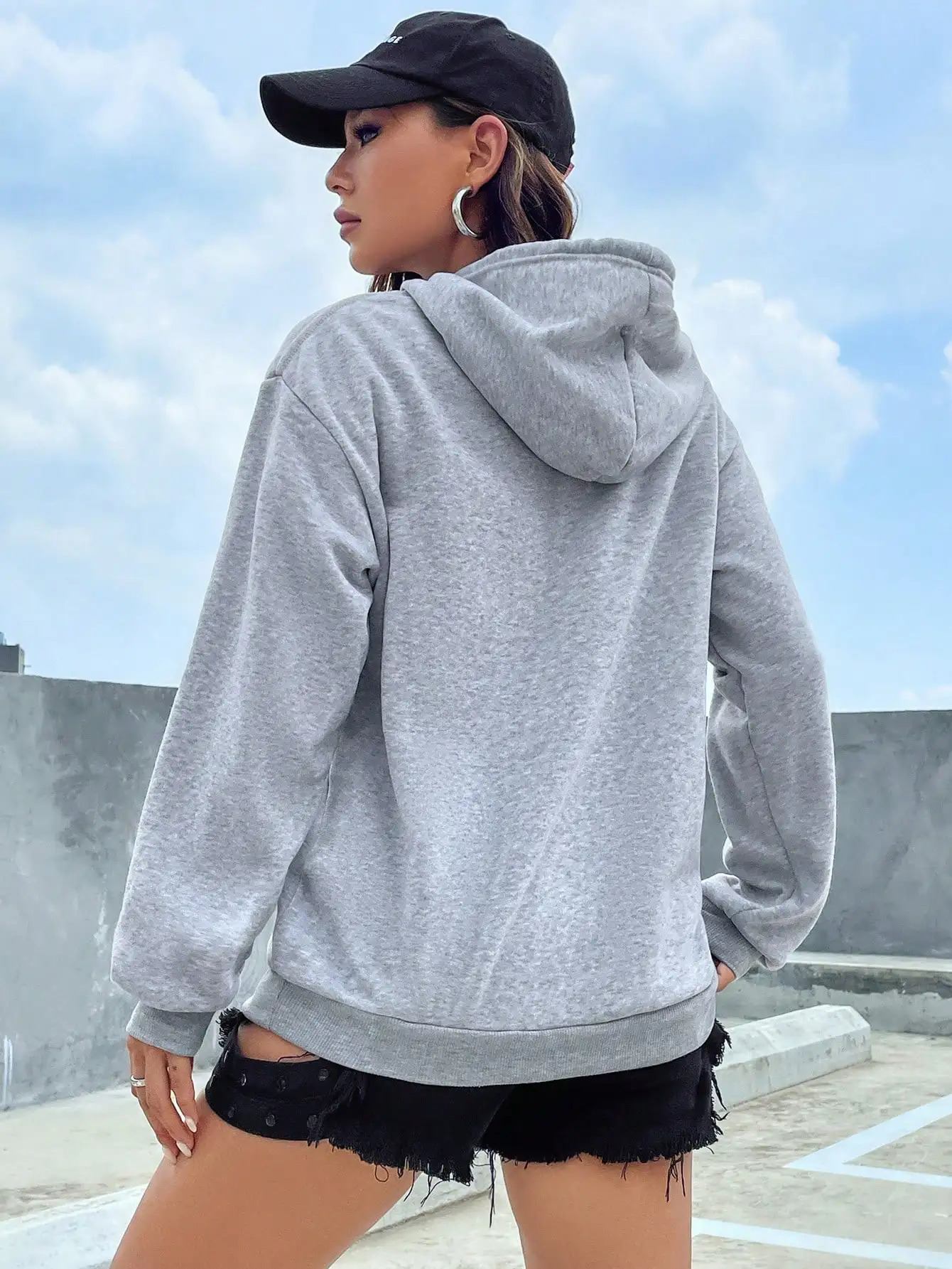 Solid color casual hoodie womens pocket creative fully matched streetwear wool unisex zipper 250227