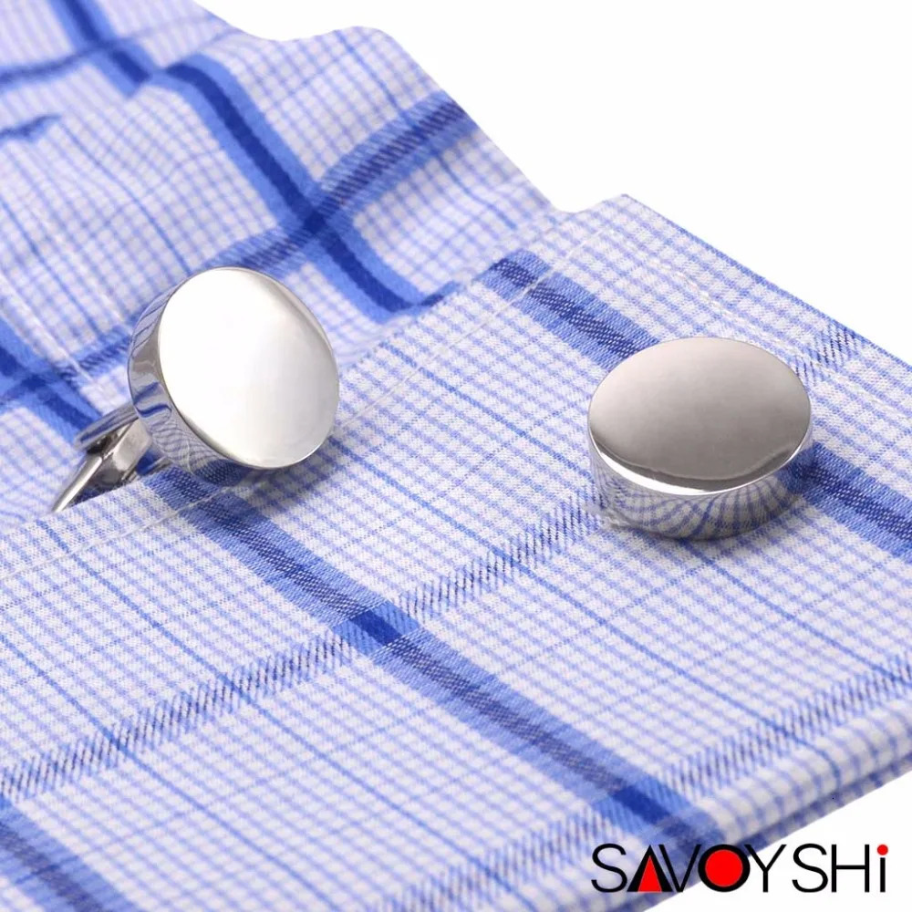 SAVOYSHI Free Engraving Cufflinks for Mens Shirt Special Gift Cuff Buttons High quality Blank Silver Color Cuff Links 250227