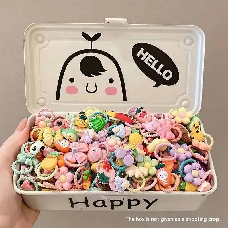 50 pieces of childrens rubber bands hair accessories cute hair accessories friendly threads summer baby thumb rings hair accessories 250227
