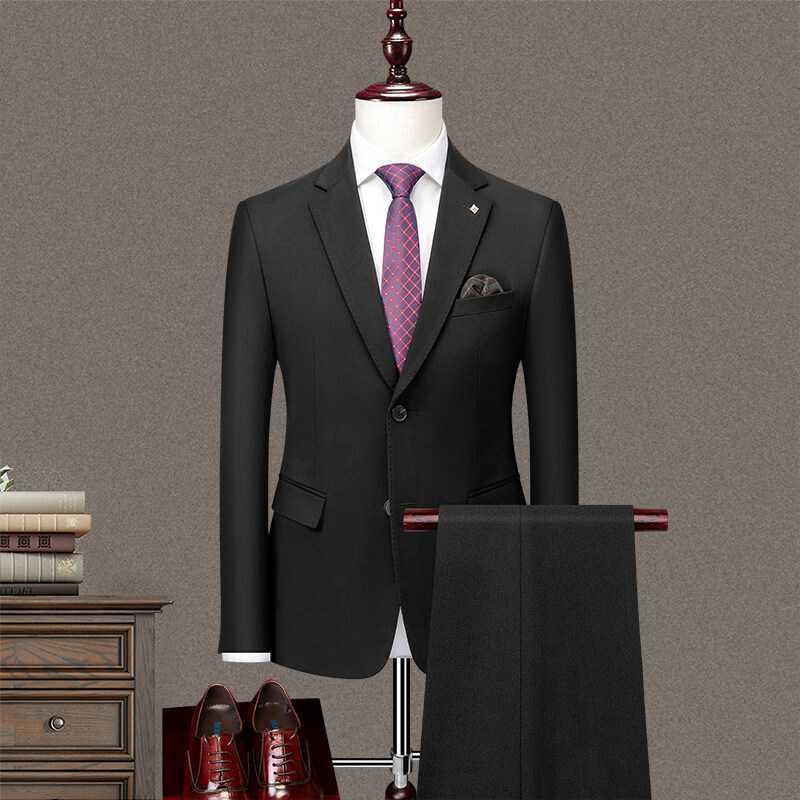 D227Slim-Fit Groom Wedding Outfit - Stylish Korean Fashion Men's Tuxedo Collection