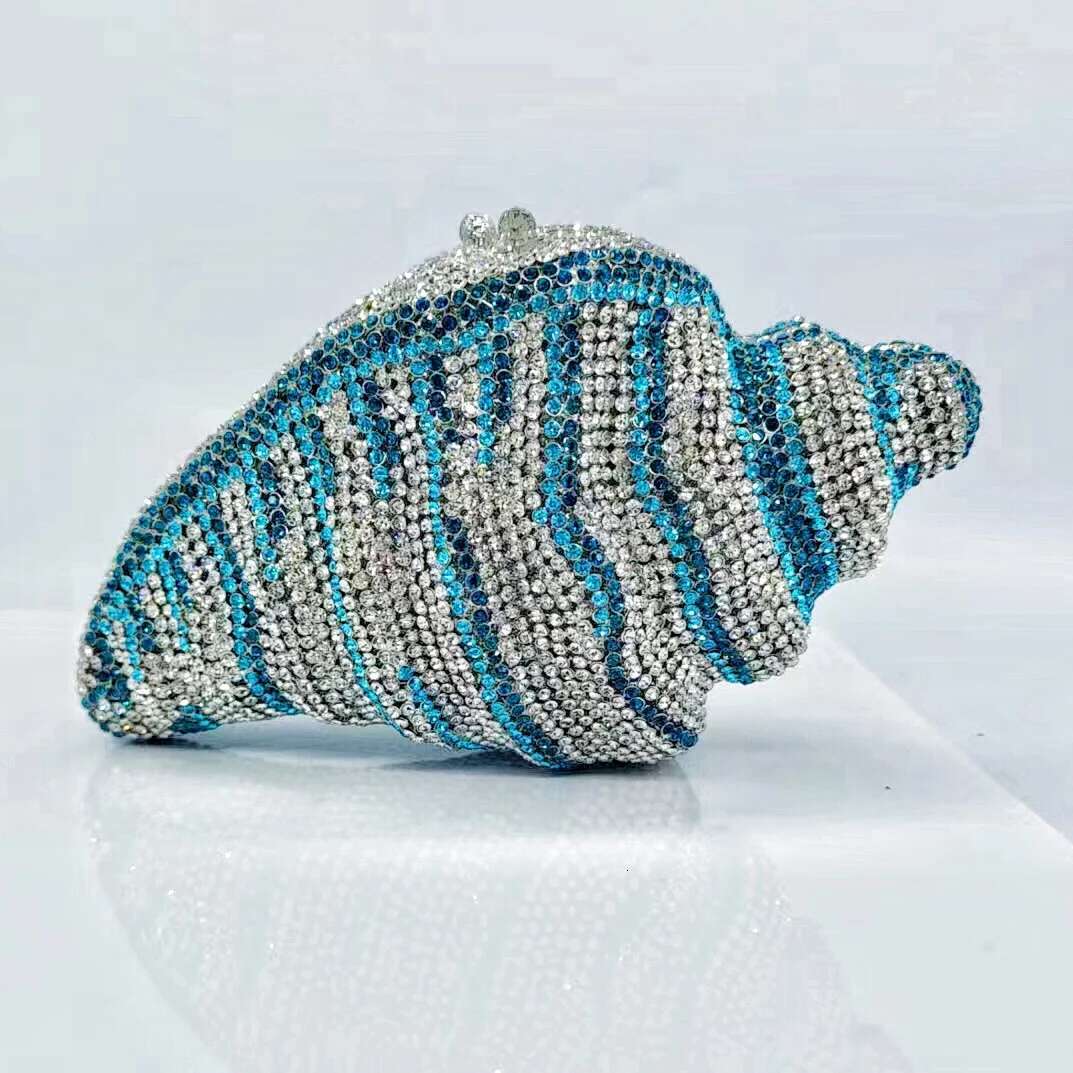Women 2024 New Conch Stones Clutch Purse Lady Evening Bag Crystal Wedding Phone Purses and Handbags Bridal Party Minaudiere Bags
