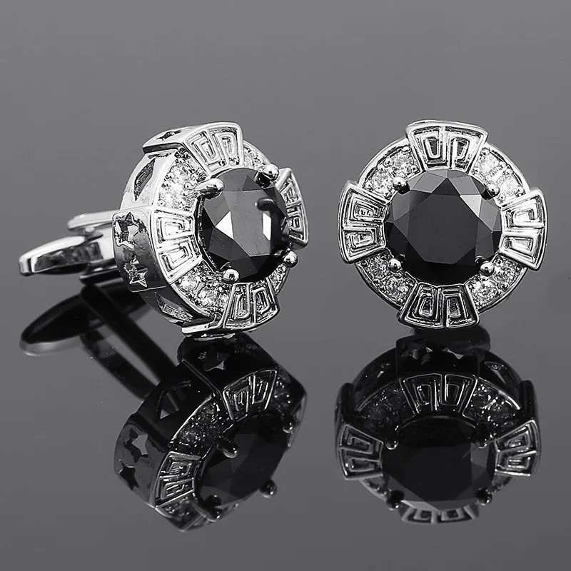French Style Cufflinks Zircon Sleeve Studs Mens Shirts Cufflinks Crystal Copper Cuff Buttons Premium British Cuff Links 250227