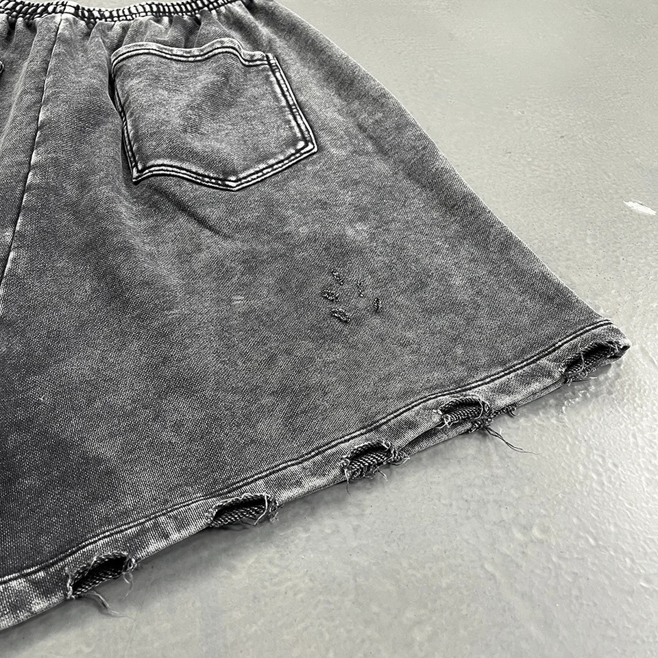 Vintage Washed Shorts For Men Casual Frayed Retro Women Ripped Pants Mens Clothing Summer Y2k Goth Punk Streetwear Male Clothes 250226
