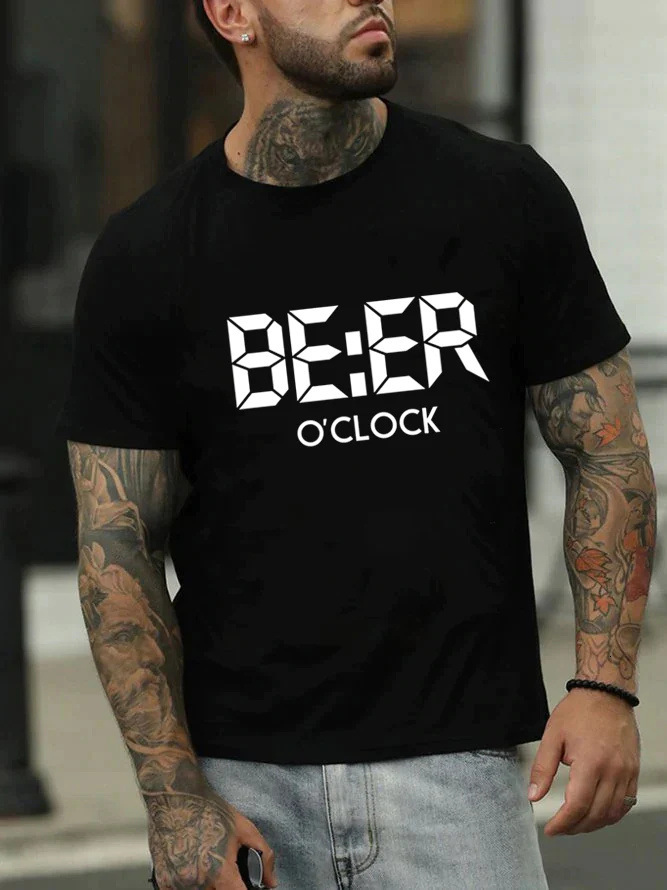 2025 New European Men's Cotton Short Sleeved Summer English Letter Printed T-shirt Men's Top
