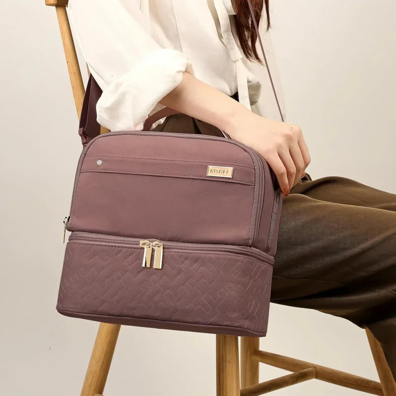 Ship from US Lunch Bag Women Insulated Two Separate Compartments Meal Box with Adjustable Shoulder Strap Leakproof Cooler Wor 250227FBB