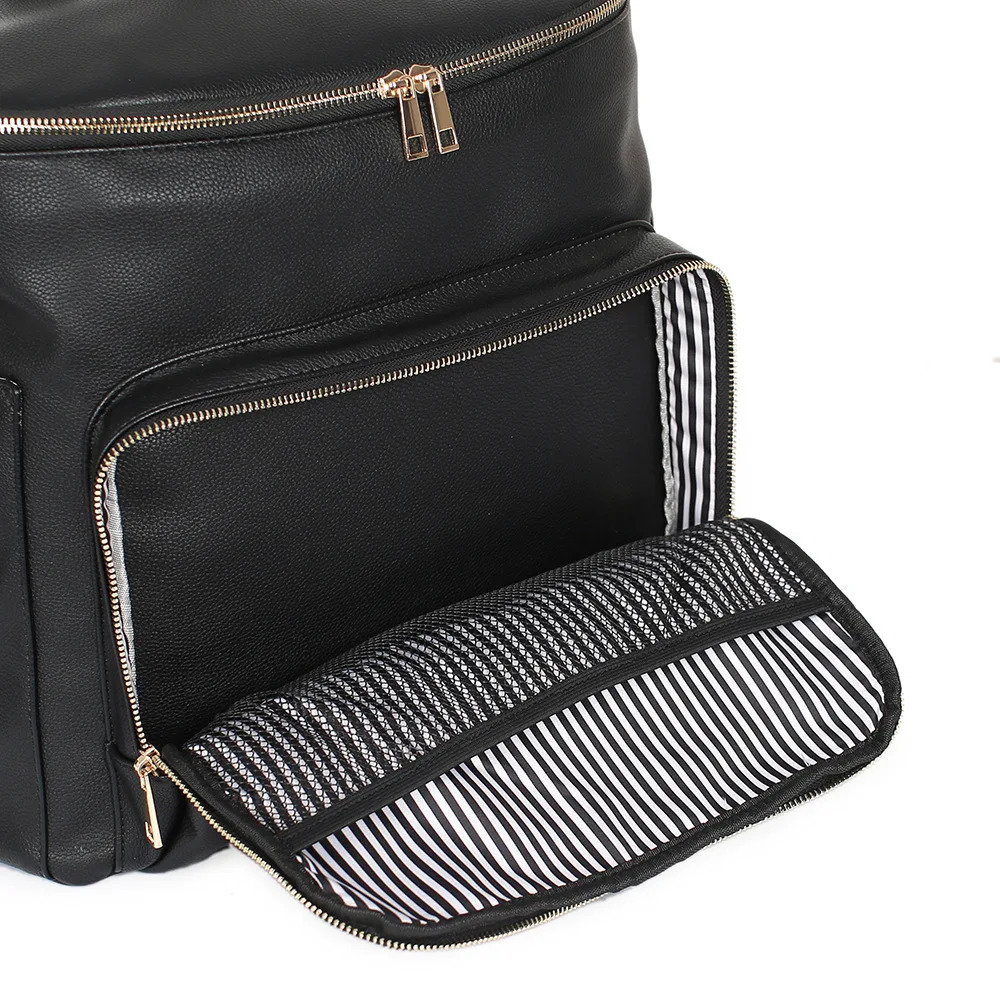 Baby Diaper Bag Backpack Solid PU Leather Mummy Maternity Bag Large Capacity Travel Back Pack Stroller Bags with Changing Pad 250227