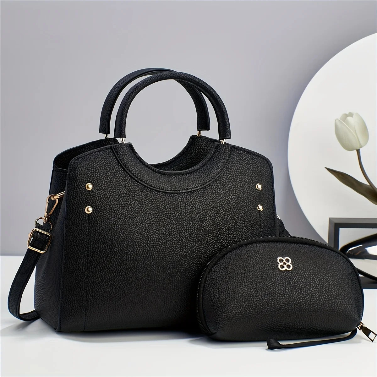 Ship from US Elegant Shoulder Bag Stylish Clutch Zipper Closure Timeless Solid Color n Perfect for the Modern Woman 250227FBB