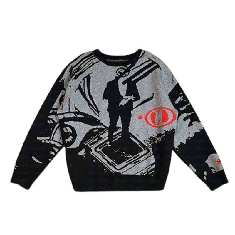 Fashion autumn/winter Gothic style sweater, figure jacquard knitted round neck long sleeved pullover