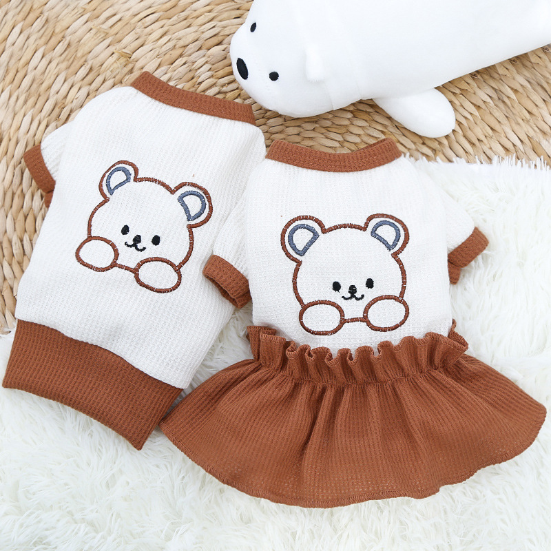 Pet Base Layers & Couple - style Outfits: Cat Dresses, T - shirts, and Dog Clothes for Medium - sized Breeds like Teddy Bears