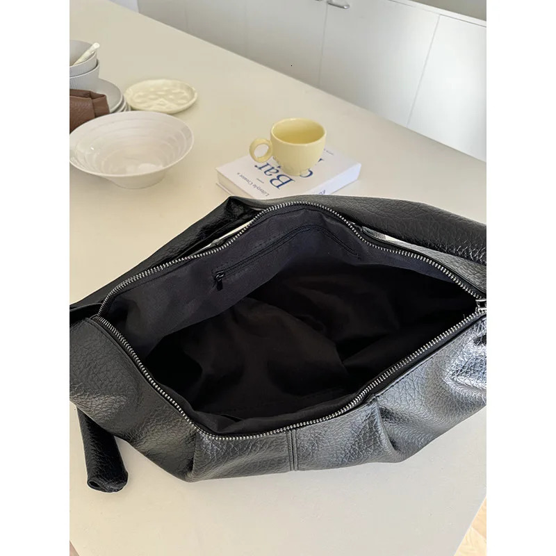 Ship from US Retro Large Capacity Soft Leather Shoulder Bag Womens Casual Versatile Pleated Dumpling Lazy Style Handbag 250227FBB