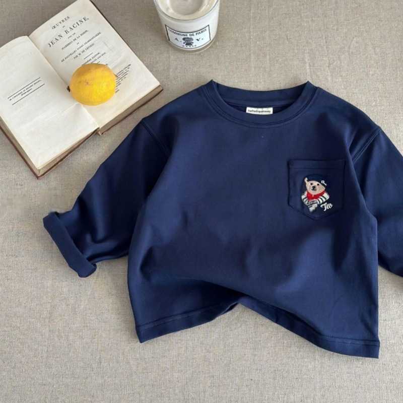 T-shirts Childrens long sleeved t-shirt cartoon teddy bear boys new base shirt Korean version 1-6 baby round neck top Spring new productY250227MXBG