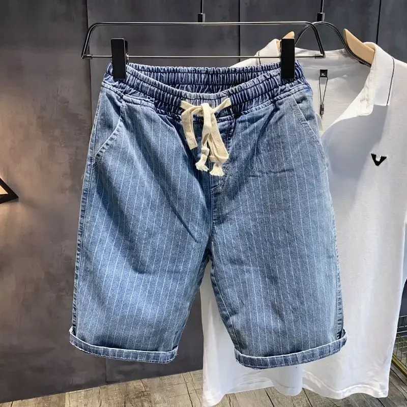 Loose Baggy Mens Short Jeans Pants Male Denim Shorts Long Wide Bermuda Half Thin Distressed Summer Xl in Retro Cut ner 250226