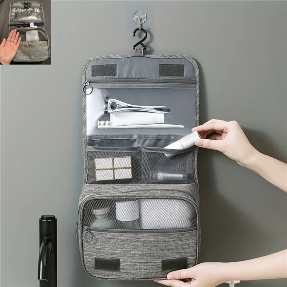 Ship from US Large Capacity Cosmetic Travel Bag With Durable Handle Portable Hanging Toiletry Foldable Dry Wet Separation Household O 250227FBB