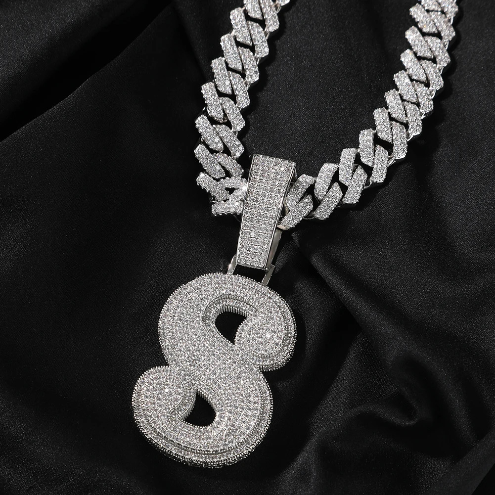 TBTK Big Bold Single Letter Pendant Initial Letter A-Z Micro Paved Out 5A Cubic Zirconia Charm Necklace Hiphop Jewelry 250227
