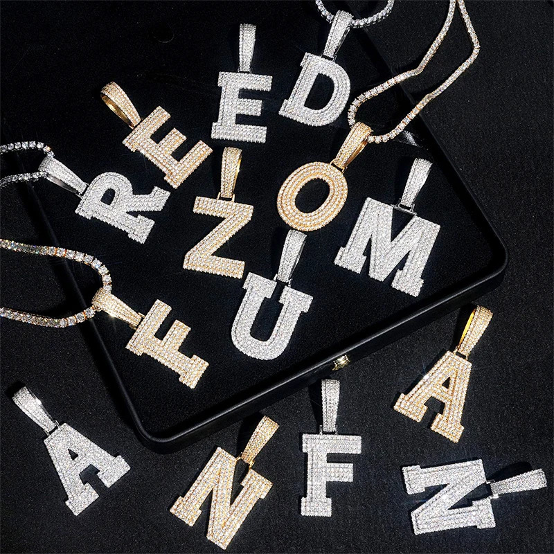 Pendant Cuban Letter Original 925 Sterling Silver Full For Women MenAlphabet Pendant 250227