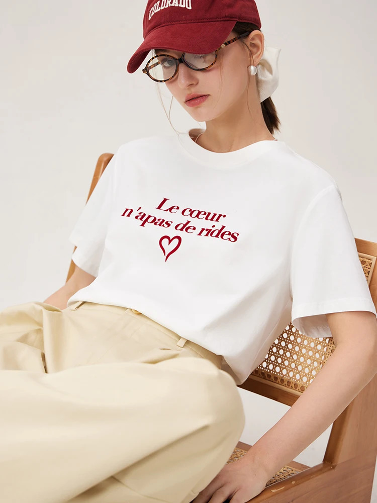 FSLE Women Print TShirts Summer Black Short Sleeve Tees Letter Female Front Shoulder Straight Tee Tops 24FS12953 250226