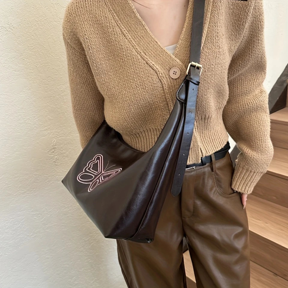 Ship from US Womens Retro Classic PU Leather Crossbody Handbag Y2K n Purse 250227FBB
