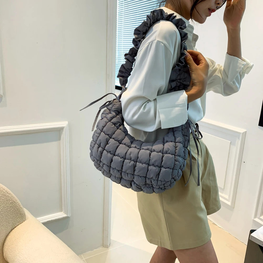 Ship from US Fashion Women Underarm ner Bag Creative Quilted Padded Crossbody Bags Adjustable Shoulder Strap Bubble Cloud 250227FBB