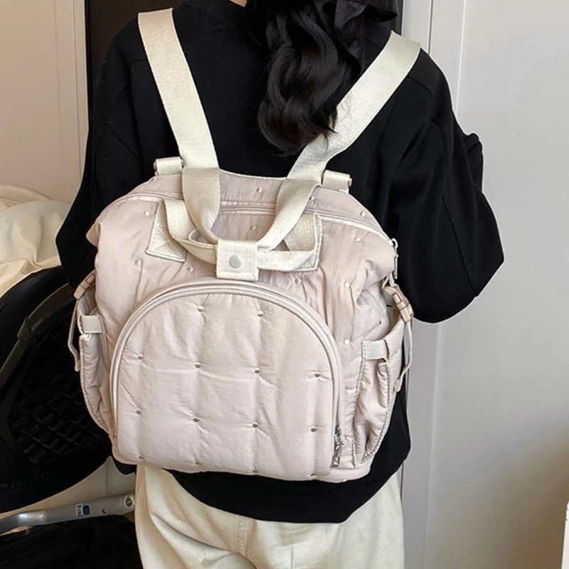 Portable Baby Diaper Bag Elegant Backpack Large Capacity Nappy Organizer Case for Parents with Adjustable Straps 250227