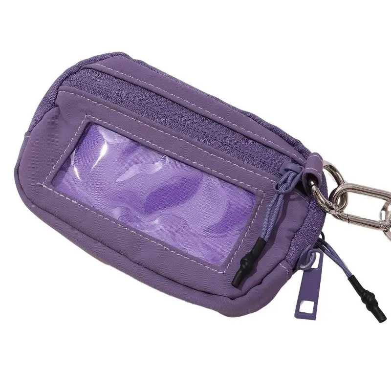 Ship from US Woman Sport Nylon Zipper Coin Purse With Lanyard Handbag Lipstick Bag Wallet Travel Mini Card Holder 250227FBB