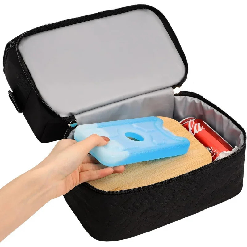 Ship from US Lunch Bag Women Insulated Two Separate Compartments Meal Box with Adjustable Shoulder Strap Leakproof Cooler Work 250227FBB
