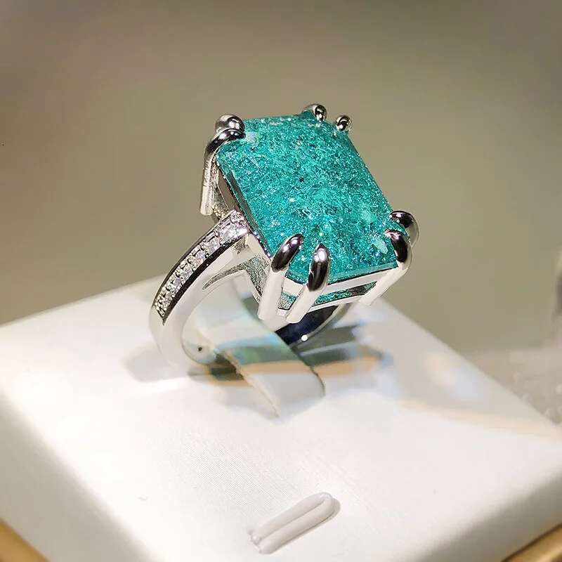 Sier New arrival Paraiba Tourmae Gemstones Ring for Charm Lady finger fine jewelry sier wedding party wholesale gift
