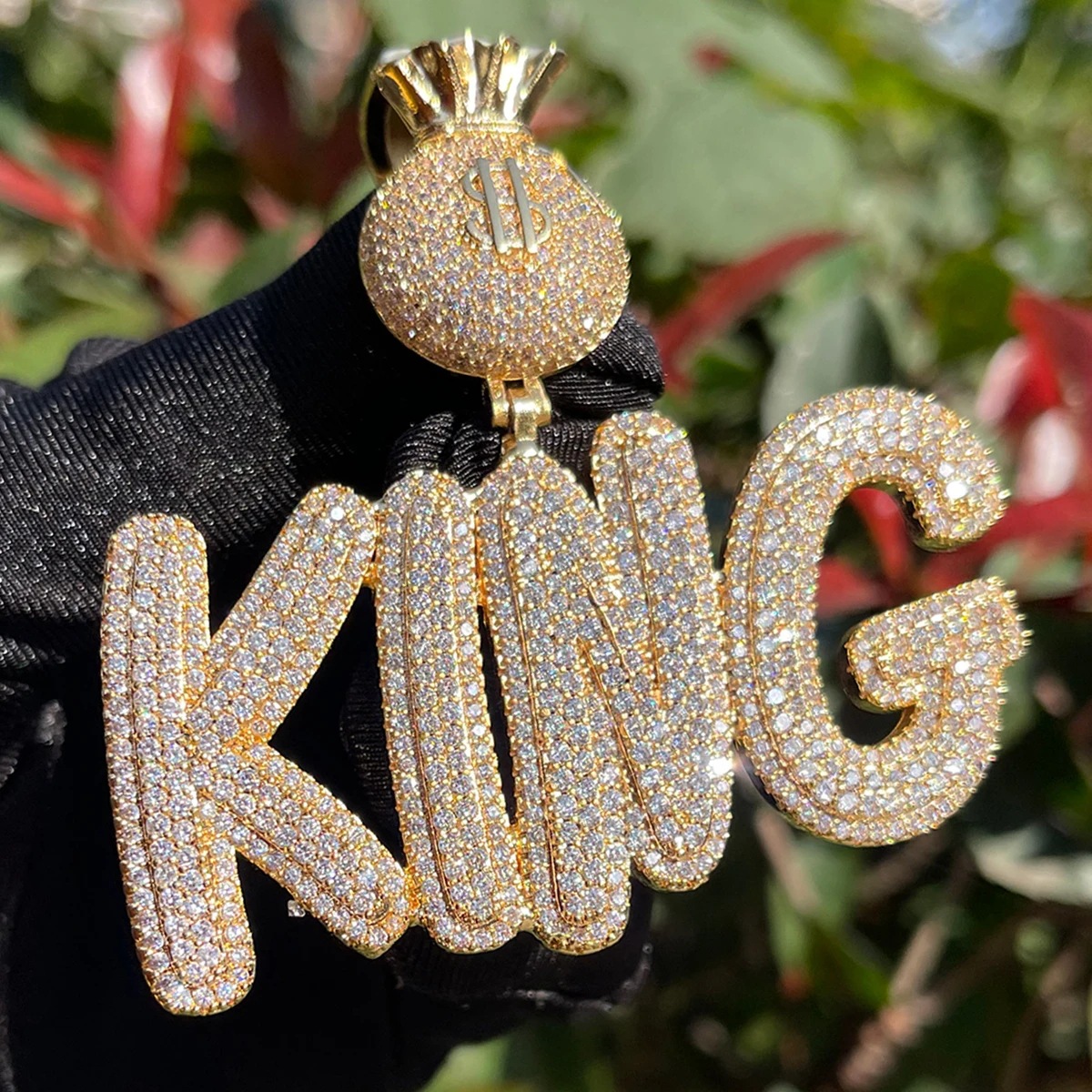 TopBling A-Z Custom Name Letters Pendant Necklaces Jewelry Dollar Symbol Buckle Clasp Full TopBling Zircon