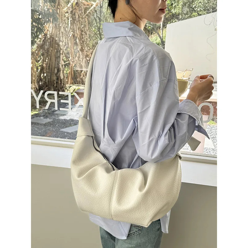 Ship from US Retro Large Capacity Soft Leather Shoulder Bag Womens Casual Versatile Pleated Dumpling Lazy Style Handbag 250227FBB