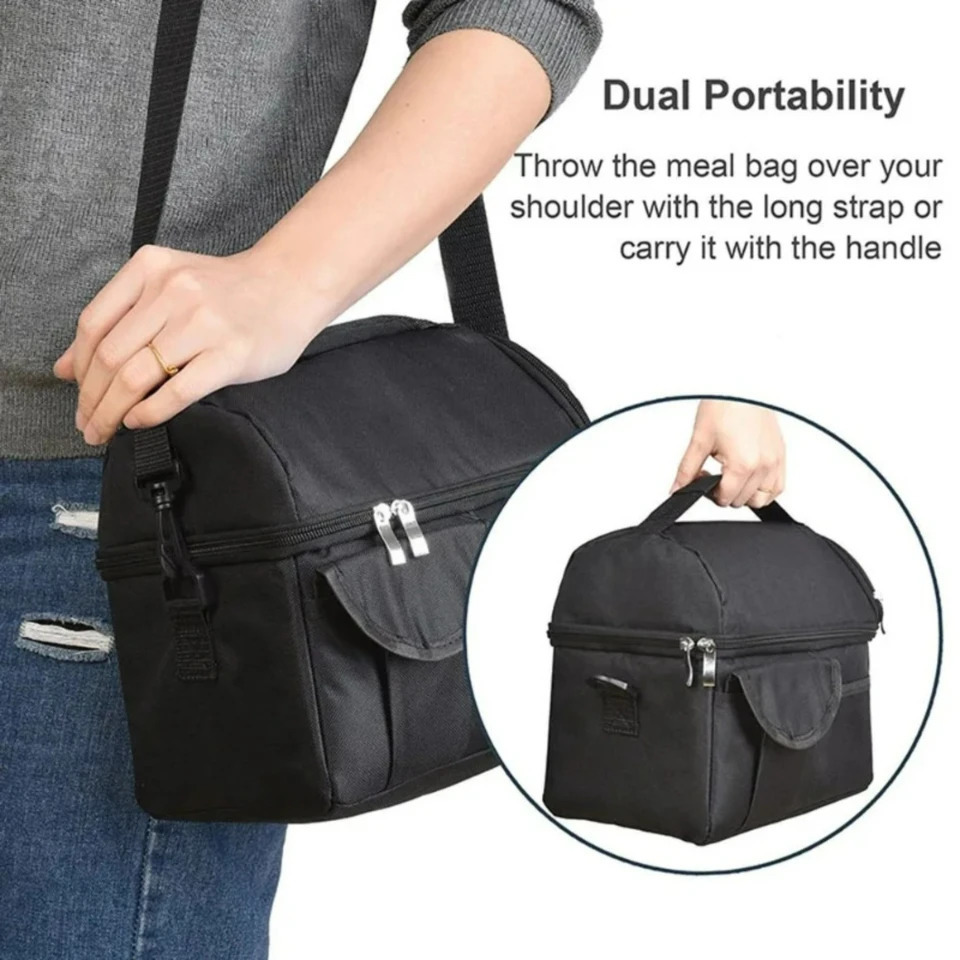Ship from US Large Insulated Lunch Box Leakproof Cooler Bag Dual Compartment Tote For Camping Cans Wine Food box 250227FBB