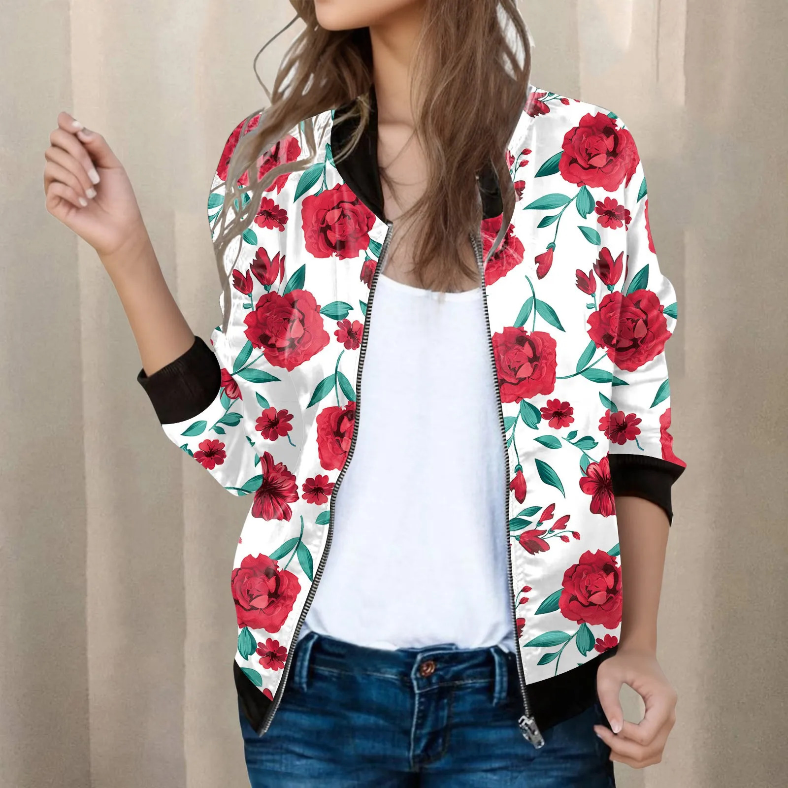 Womens autumn jacket fashion zipper stand up collar Harajuku streetwear bomber Coats Chaquetas Para Mujeres 250227