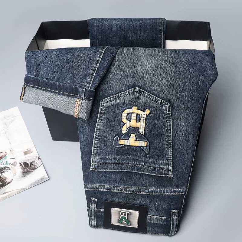 Mens Jeans Slim Fit Embroidered Fashion Denim Pants High Elasticity Casual Luxury Brand Clothing From China For Autumn/Winter X250227